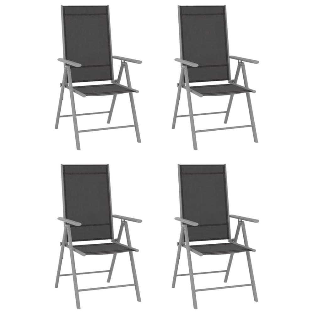 Vidaxl Skladacie záhradné stoličky 4 ks textilénové čierne